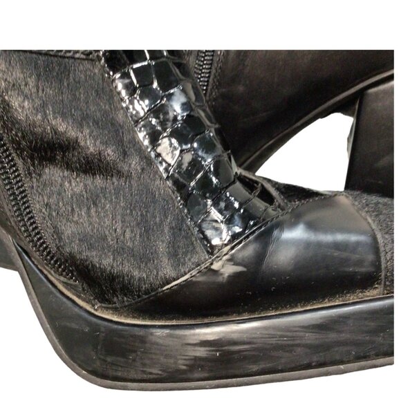 JEFFREY CAMPBELL 8.5 Maximal LC Platform Bootie Square Toe Patchwork Exotic Boot - Picture 10 of 12